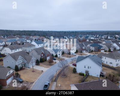 drone images of suburban single family home subdivisions in the united states Stock Photo