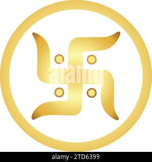 Swastik icon Golden | Swastika sign vector | Hinduism sign | Hindu symbol | spiritual symbol Stock Vector