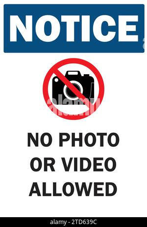 No Photo Allowed |Notice No Photography | No Videography |Mobile Camera Prohibited sign Stock Vector