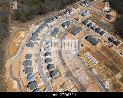 drone images of suburban single family home subdivisions in the united states Stock Photo
