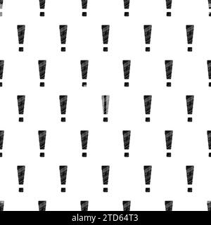 Exclamation mark seamless pattern. Repeating important patern. Black simple attention marks on white sample background. Repeated modern wallpaper Stock Vector
