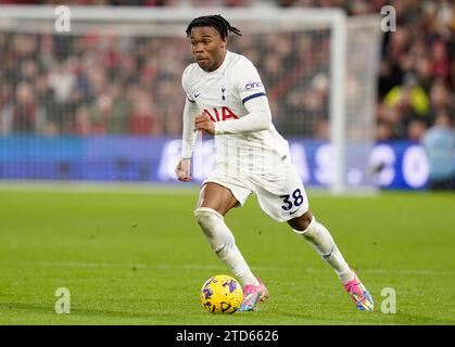 Nottingham, England, 15th December 2023.  Destiny Udogie of Tottenham during the Premier League match at the City Ground, Nottingham. Picture credit should read: Andrew Yates / Sportimage Stock Photo