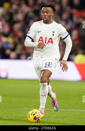 Nottingham, England, 15th December 2023.  Destiny Udogie of Tottenham during the Premier League match at the City Ground, Nottingham. Picture credit should read: Andrew Yates / Sportimage Stock Photo