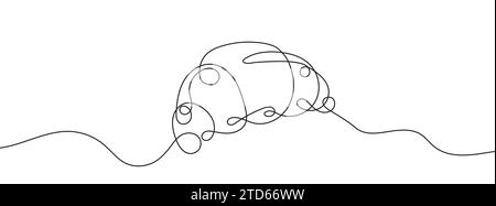 Continuous editable line drawing of croissant. One line drawing background. Vector illustration. Single line croissant icon. Stock Vector