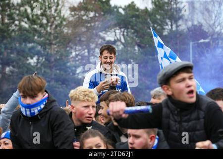 Ipswich, England, UK. 16th Dec, 2023. Ipswich fan on phone during the Ipswich Town FC v Norwich City FC sky bet EFL Championship match at Portman Road, Ipswich, England, United Kingdom on 16 December 2023 Credit: Every Second Media/Alamy Live News Stock Photo