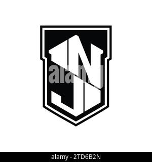 NJ Letter Logo monogram hexagon geometric up and down inside shield isolated style design template Stock Photo