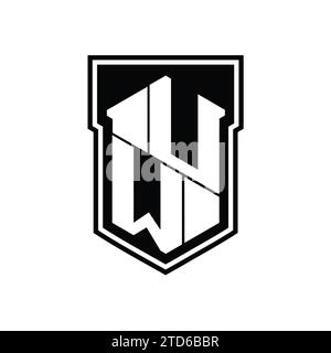 UW Letter Logo monogram hexagon geometric up and down inside shield isolated style design template Stock Photo