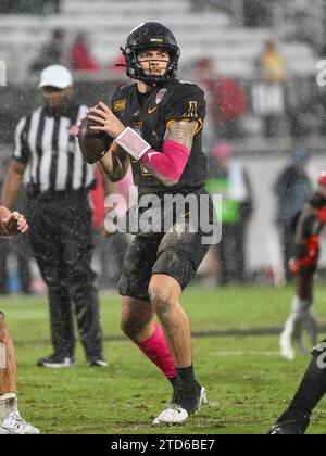 December 16, 2023: Appalachian State quarterback Joey Aguilar (4) looks the throw the ball during NCAA football game in the Avocados from Mexico Cure Bowl between Appalachian State Mountaineers and Miami RedHawks at FBC Mortgage Stadium in Orlando, FL. Romeo T Guzman/Cal Sport Media Stock Photo