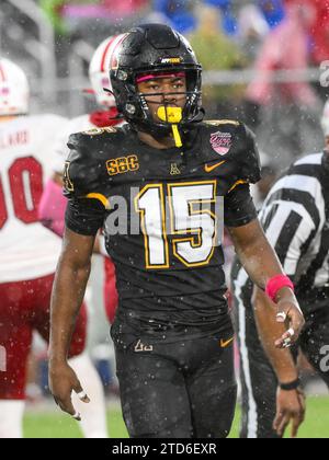 December 16, 2023: Appalachian State linebacker Thomas Davis (15) during NCAA football game in the Avocados from Mexico Cure Bowl between Appalachian State Mountaineers and Miami RedHawks at FBC Mortgage Stadium in Orlando, FL. Romeo T Guzman/Cal Sport Media Stock Photo