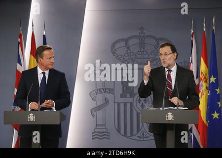 Madrid, 09/04/2015. Working meeting and subsequent press conference at the Moncloa Palace of President Mariano Rajoy with British Prime Minister David Cameron. Photo: Jaime García ARCHDC. Credit: Album / Archivo ABC / Jaime García Stock Photo