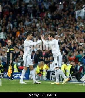 Madrid, April 23, 2014. Champions League semi-final. Real Madrid - Bayern Munich. In the Image: Cristiano Ronaldo and Bale. Photo: Ignacio Gil.Archdc. Credit: Album / Archivo ABC / Ignacio Gil Stock Photo