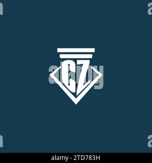 CZ initial monogram logo for law firm, lawyer or advocate with pillar icon design ideas Stock Vector