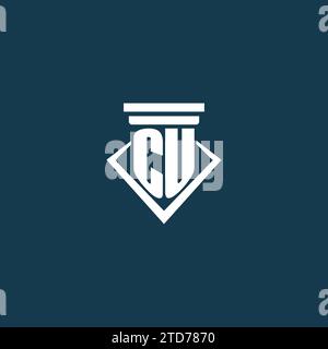 CU initial monogram logo for law firm, lawyer or advocate with pillar icon design ideas Stock Vector