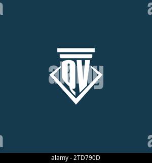 QV initial monogram logo for law firm, lawyer or advocate with pillar icon design ideas Stock Vector