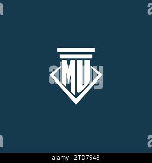 MU initial monogram logo for law firm, lawyer or advocate with pillar icon design ideas Stock Vector