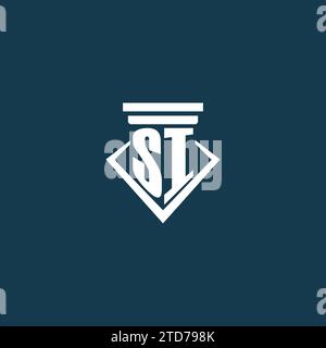 SI initial monogram logo for law firm, lawyer or advocate with pillar icon design ideas Stock Vector