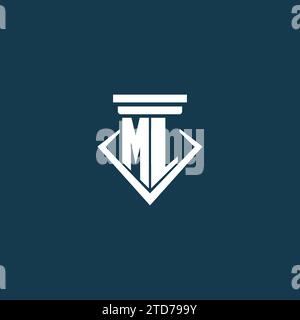 ML initial monogram logo for law firm, lawyer or advocate with pillar icon design ideas Stock Vector