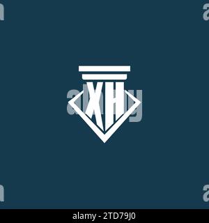 XH initial monogram logo for law firm, lawyer or advocate with pillar icon design ideas Stock Vector