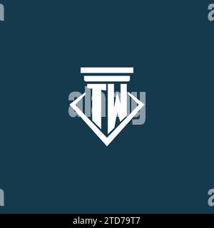 TW initial monogram logo for law firm, lawyer or advocate with pillar icon design ideas Stock Vector