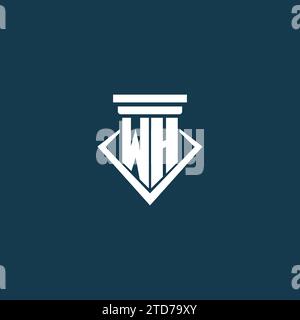 WH initial monogram logo for law firm, lawyer or advocate with pillar icon design ideas Stock Vector