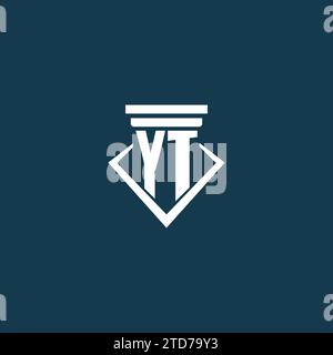 YT initial monogram logo for law firm, lawyer or advocate with pillar icon design ideas Stock Vector