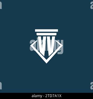 VV initial monogram logo for law firm, lawyer or advocate with pillar icon design ideas Stock Vector