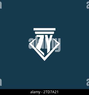 ZY initial monogram logo for law firm, lawyer or advocate with pillar icon design ideas Stock Vector