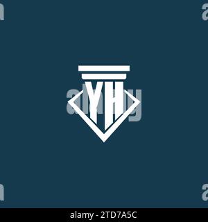 YH initial monogram logo for law firm, lawyer or advocate with pillar icon design ideas Stock Vector