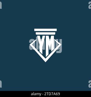 YM initial monogram logo for law firm, lawyer or advocate with pillar icon design ideas Stock Vector