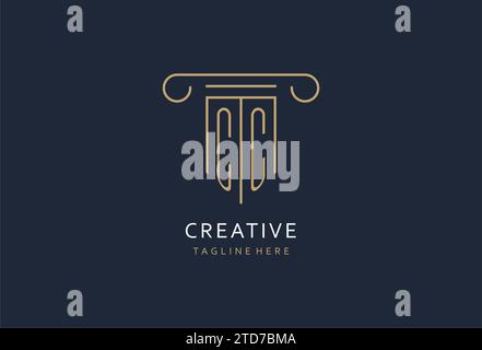 CC initial with pillar shape logo design, creative monogram logo design for law firm design ideas Stock Vector