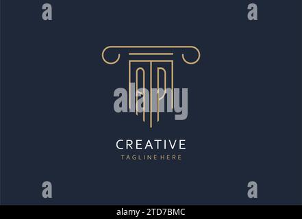 AP initial with pillar shape logo design, creative monogram logo design for law firm design ideas Stock Vector