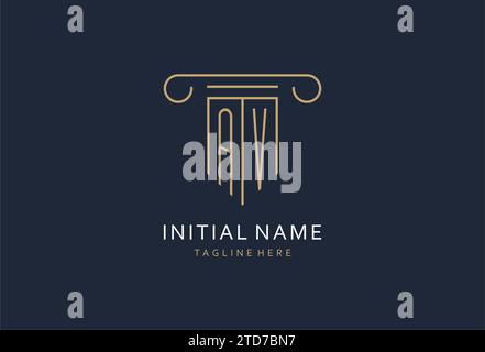 AV initial with pillar shape logo design, creative monogram logo design for law firm design ideas Stock Vector