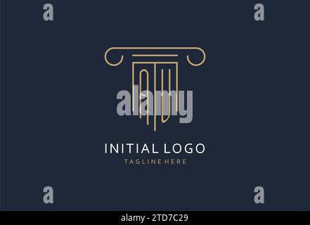 AU initial with pillar shape logo design, creative monogram logo design for law firm design ideas Stock Vector