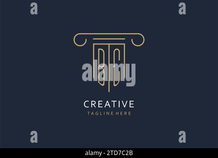 BC initial with pillar shape logo design, creative monogram logo design for law firm design ideas Stock Vector