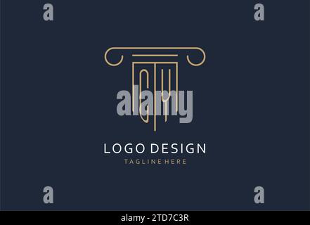 CY initial with pillar shape logo design, creative monogram logo design for law firm design ideas Stock Vector