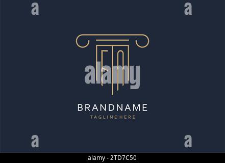 FN initial with pillar shape logo design, creative monogram logo design for law firm design ideas Stock Vector