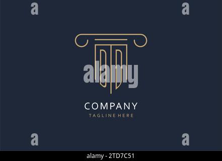 DD initial with pillar shape logo design, creative monogram logo design for law firm design ideas Stock Vector