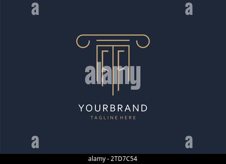 FF initial with pillar shape logo design, creative monogram logo design for law firm design ideas Stock Vector