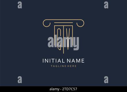 CV initial with pillar shape logo design, creative monogram logo design for law firm design ideas Stock Vector