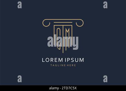 CM initial with pillar shape logo design, creative monogram logo design for law firm design ideas Stock Vector