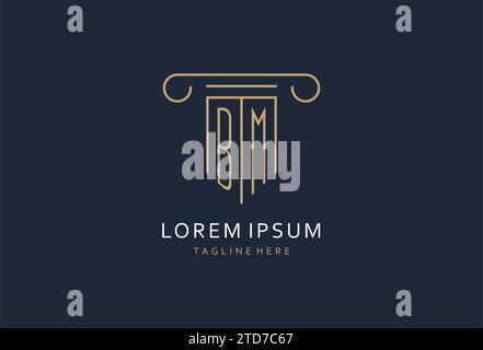 BM initial with pillar shape logo design, creative monogram logo design for law firm design ideas Stock Vector