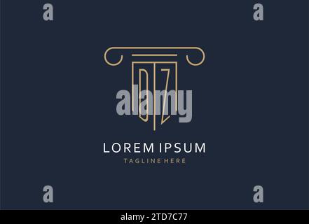 DZ initial with pillar shape logo design, creative monogram logo design for law firm design ideas Stock Vector