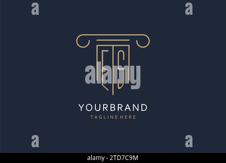 ES initial with pillar shape logo design, creative monogram logo design for law firm design ideas Stock Vector