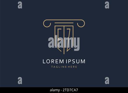 EZ initial with pillar shape logo design, creative monogram logo design for law firm design ideas Stock Vector