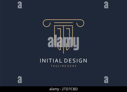 JJ initial with pillar shape logo design, creative monogram logo design for law firm design ideas Stock Vector