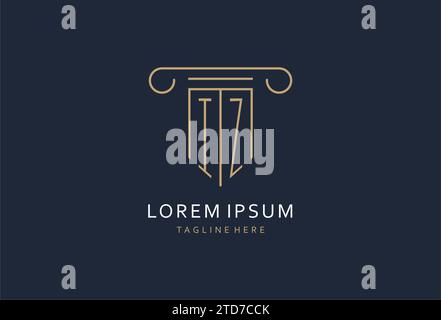 IZ initial with pillar shape logo design, creative monogram logo design for law firm design ideas Stock Vector