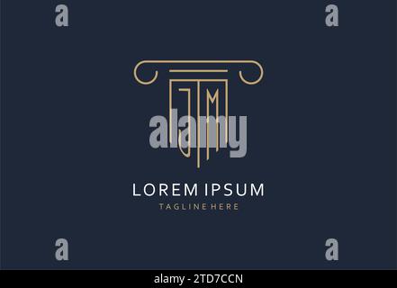 JM initial with pillar shape logo design, creative monogram logo design for law firm design ideas Stock Vector