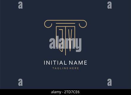 JV initial with pillar shape logo design, creative monogram logo design for law firm design ideas Stock Vector
