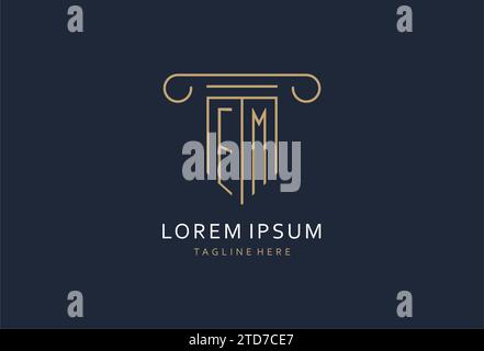 EM initial with pillar shape logo design, creative monogram logo design for law firm design ideas Stock Vector