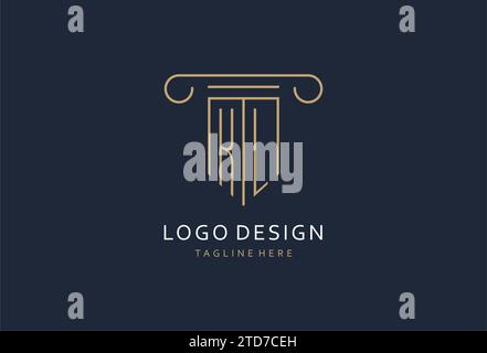 KL initial with pillar shape logo design, creative monogram logo design for law firm design ideas Stock Vector